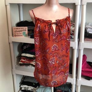 Chili/cayenne floral sheer tank top